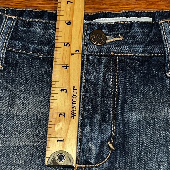 Y2K Abercrombie & Fitch Jean micro mini skirt raw hem dark preppy 2000s size 8 - Picture 8 of 11